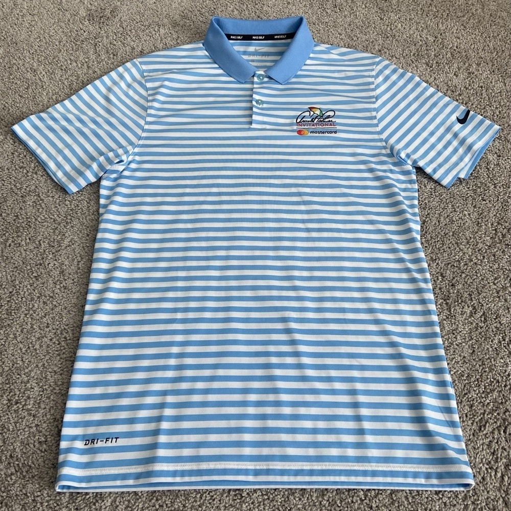 Nike Golf Dri fit Men's Size Small Blue striped Polo T-Shirt